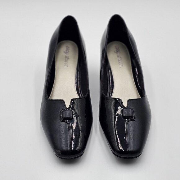 Easy Street Black Patent Leather Low Block Heel Shoes Y2K Office Career - Picture 2 of 11
